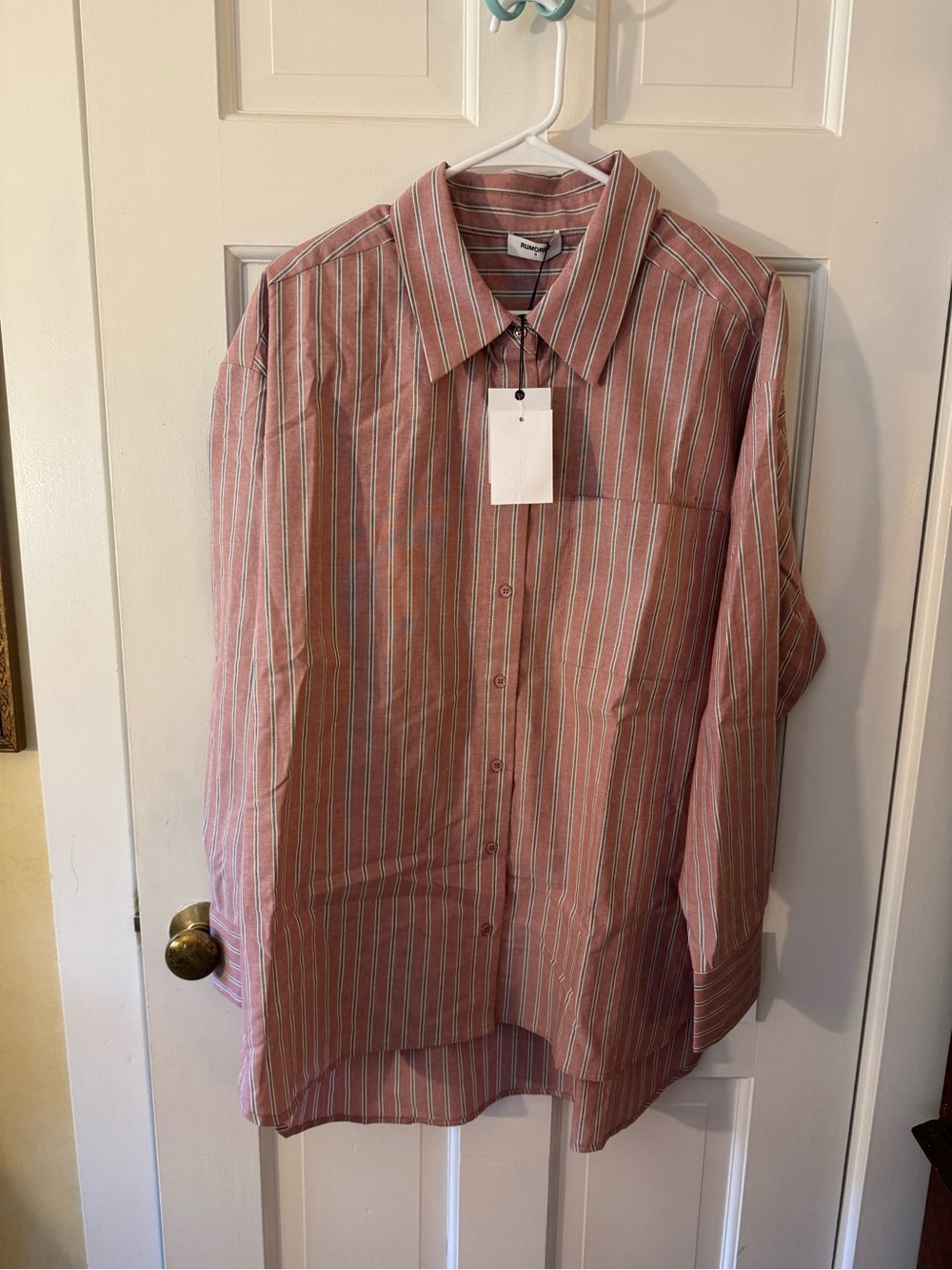 Rumored Men's Pink Striped Button-Down Shirt